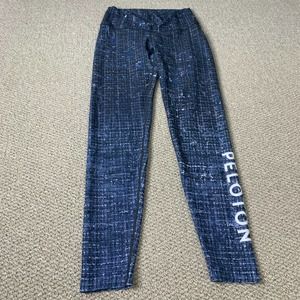 PELOTON Wear It To Heart Womens Leggings Size Medium‎ Blue Tweed Foil High Waist